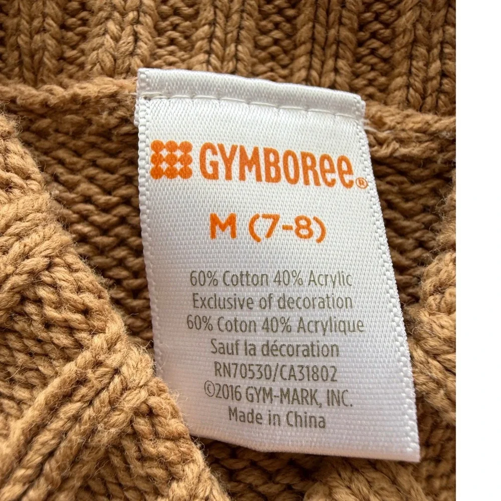 Gymboree Boys Bear Aztec Shawl Collar Sweater Tan Winter Pullover Size 7/8